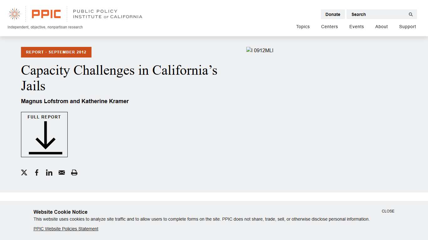 Capacity Challenges in California's Jails - Public Policy Institute of California